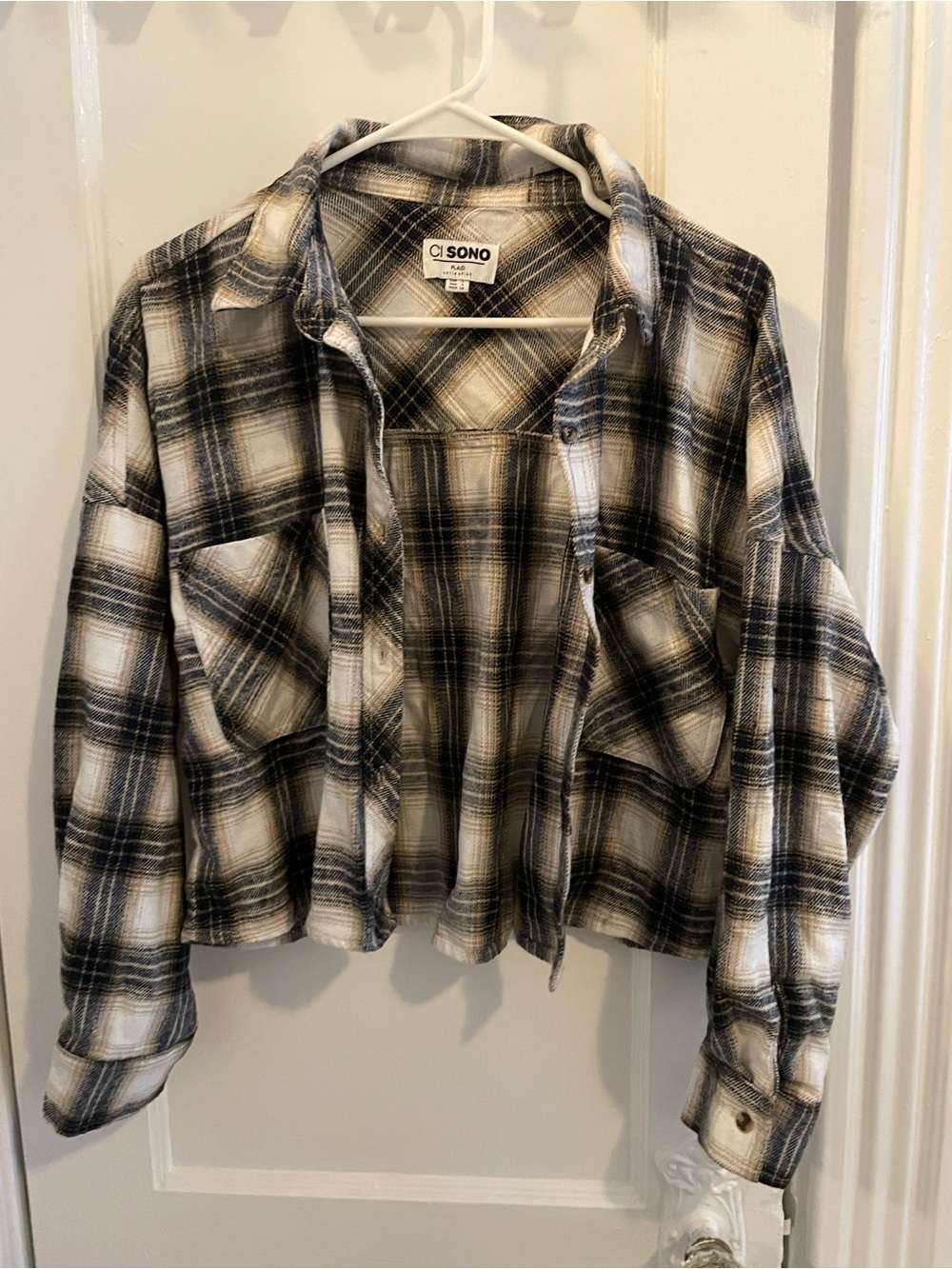 Ci Sono Black & Cream Plaid Shirt